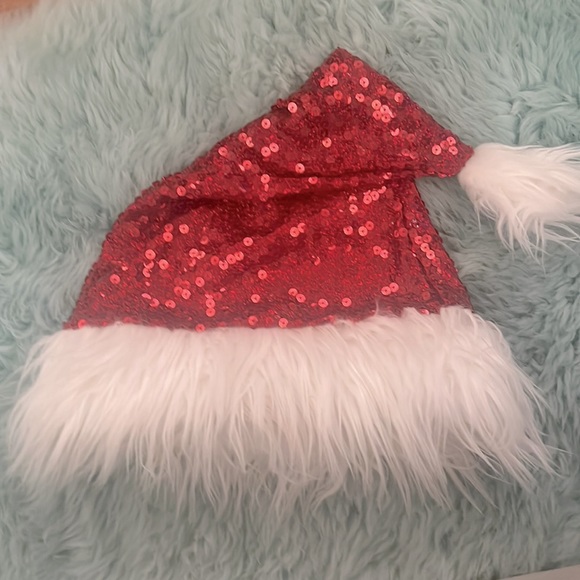 Roma Costume sequined Santa sequin Hat Red White Faux Fur - Picture 3 of 4